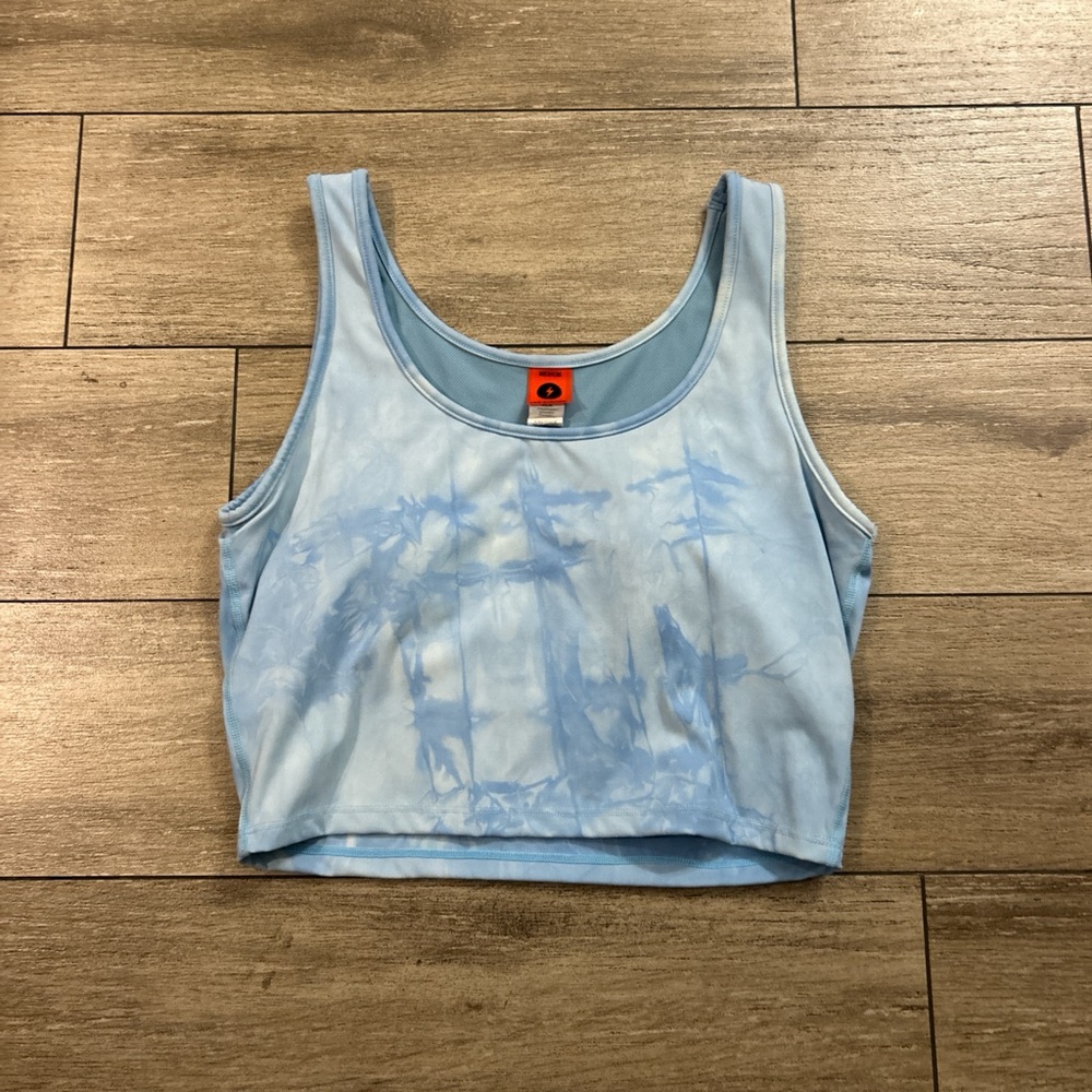 Live Electric Size Medium White and blue tie dye cropped tank top/sports bra